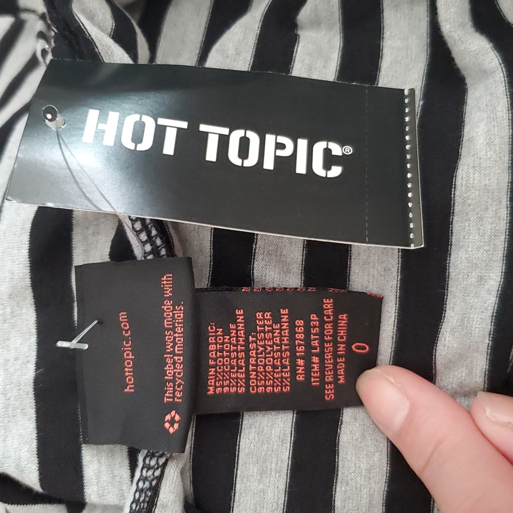 Hot Topic Black and Gray Striped Lace Top - Picture 14 of 14